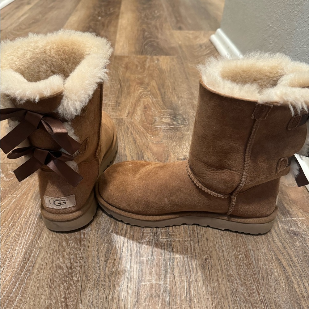 UGG Brown Shearling Boots with Bows